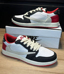 AJ1 Low Travis Scott Branco/preto/vermelho - Lançamento