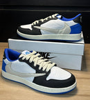 AJ1 Low Travis Scott Branco/preto/azul - Lançamento