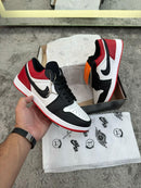 AJ1 Low Branco/preto/vermelho - Lançamento