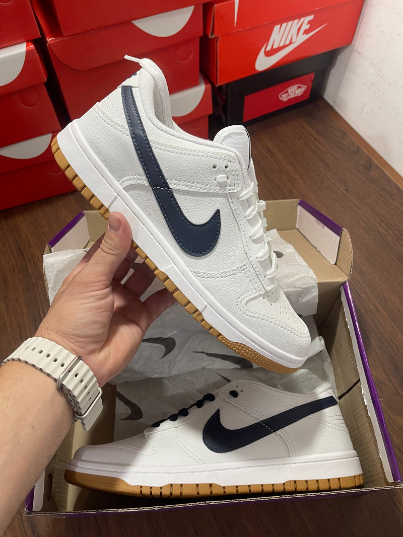 Dunk Low Branco/azul marinho - Lançamento