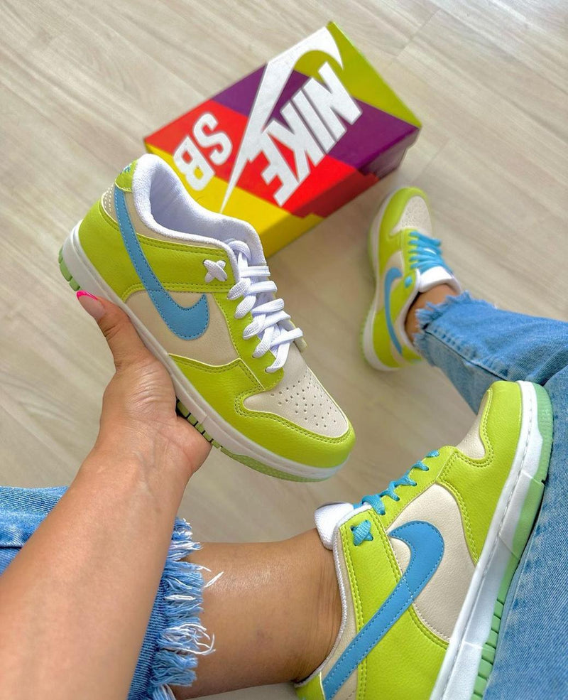Dunk Low Verde/branco/azul - Lançamento