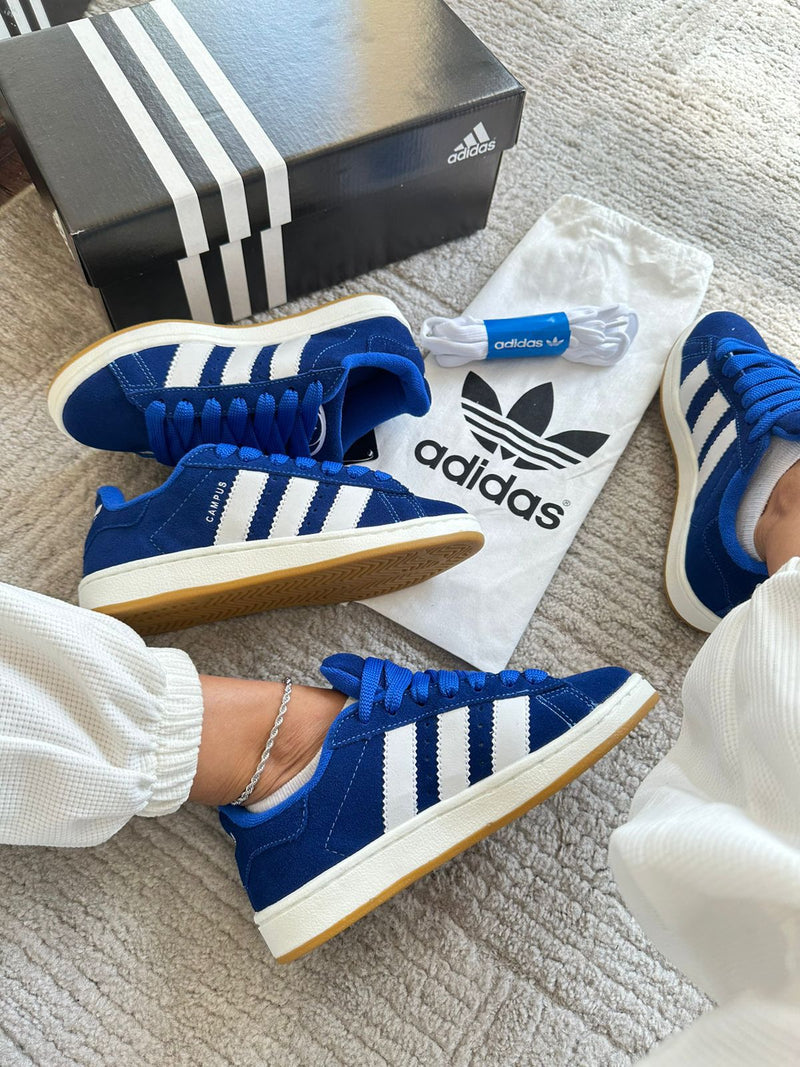 Adidas Campus Azul + Saquinho Personalizado + Cadarço Extra