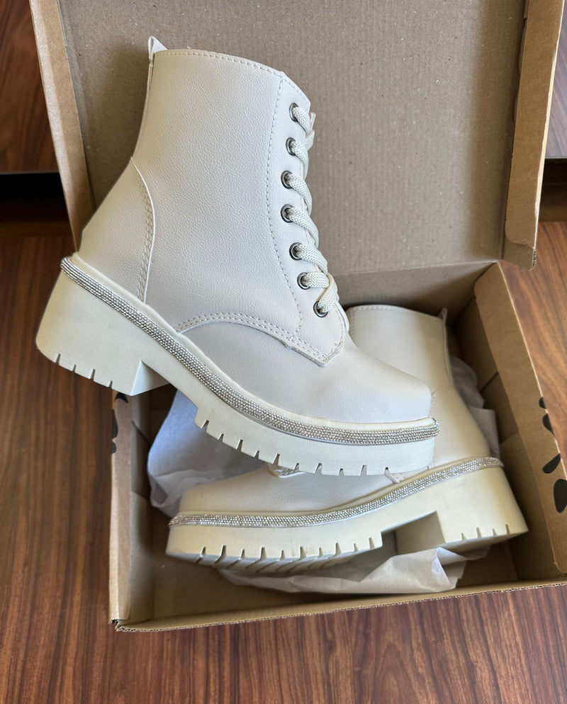 Coturno Strass Bridi White - Lançamento