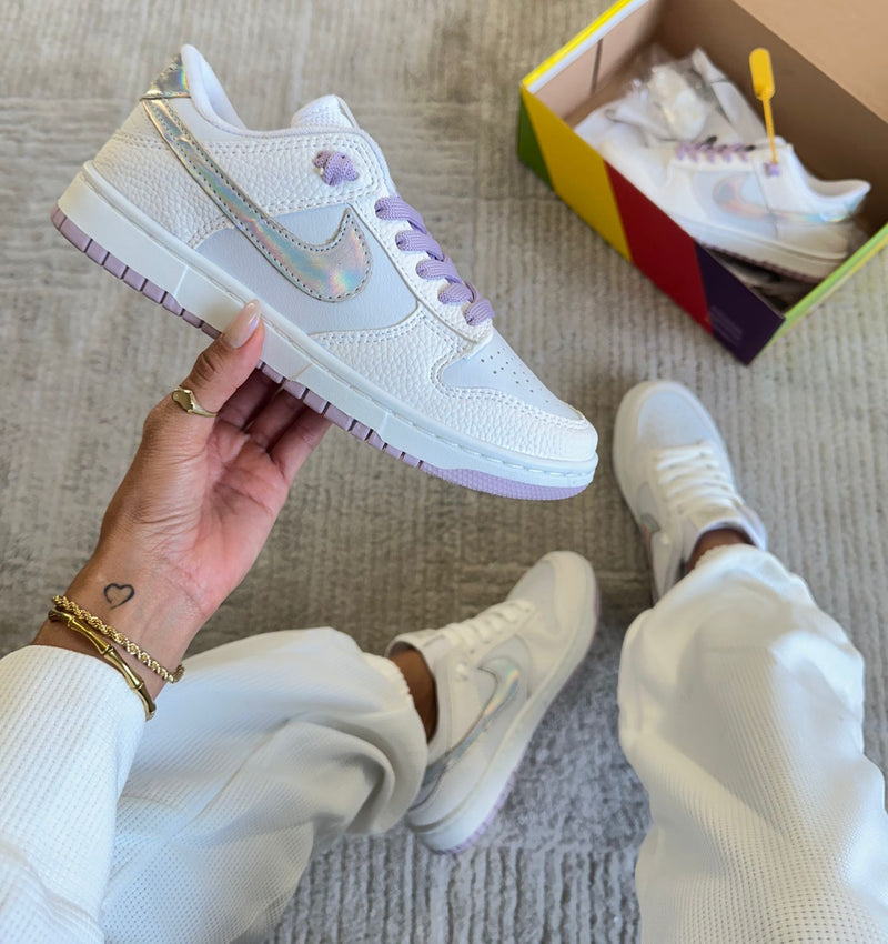 Dunk Low Pro Branco/prata/roxo - Lançamento