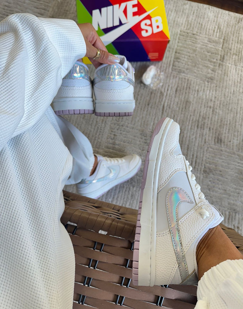 Dunk Low Pro Branco/prata/roxo - Lançamento