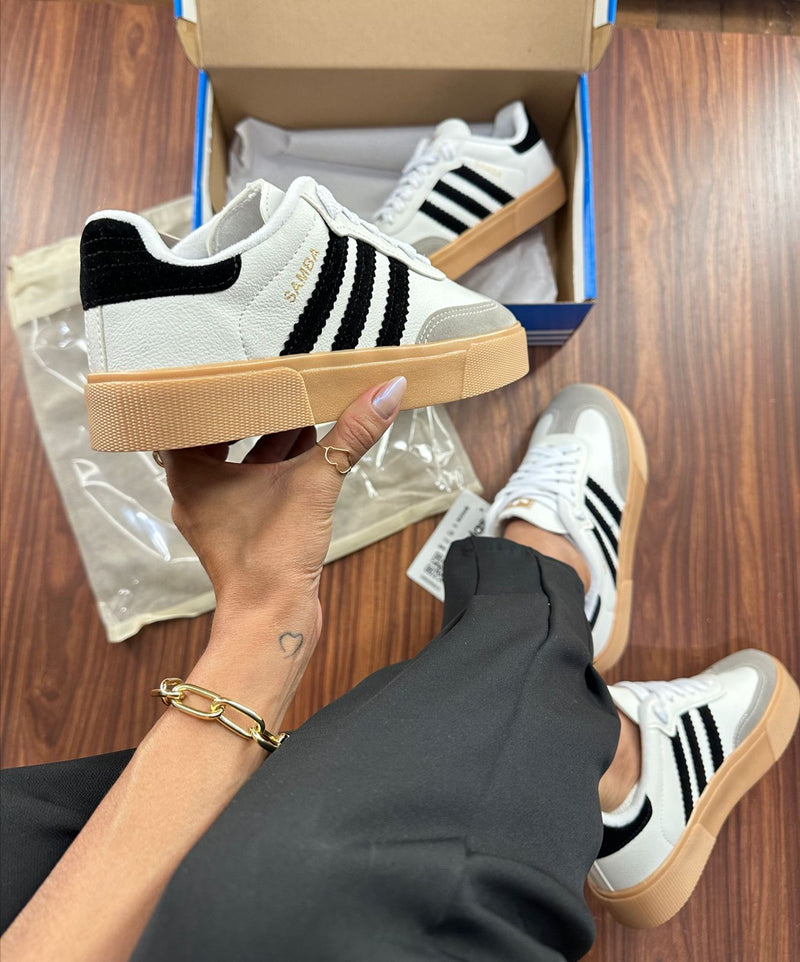 Adidas Samba Retrô Branco/preto - Lançamento
