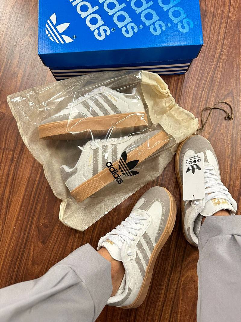Adidas Samba Retrô Branco/cinza - Lançamento