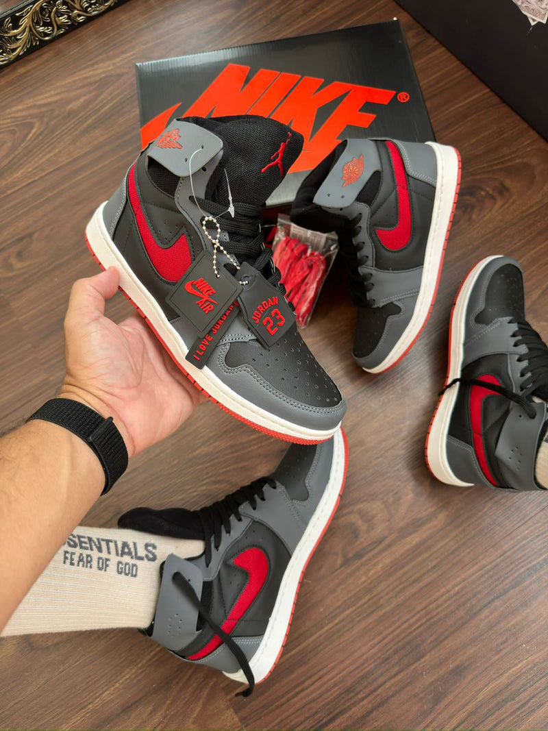 Jordan 1 High Preto/vermelho - Lançamento