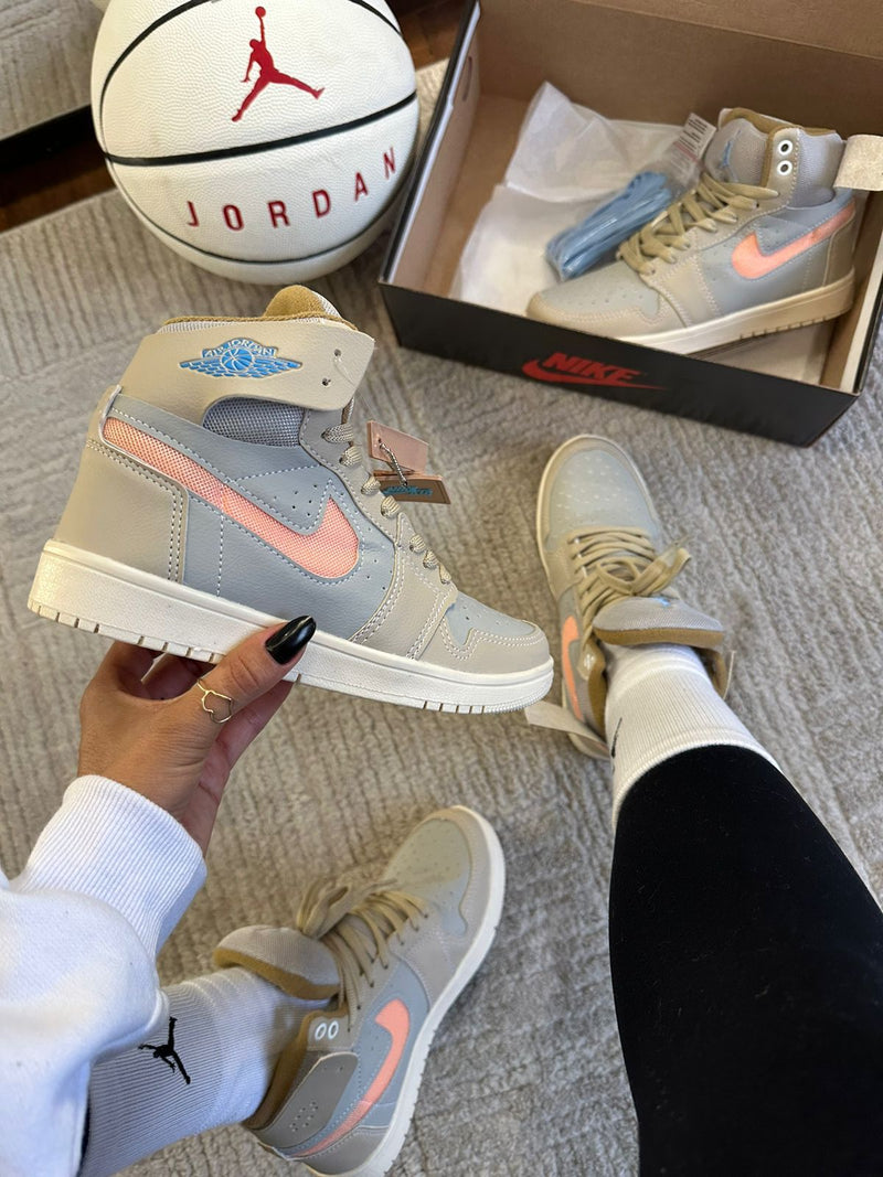 Jordan 1 High Bege/gelo/salmão - Lançamento