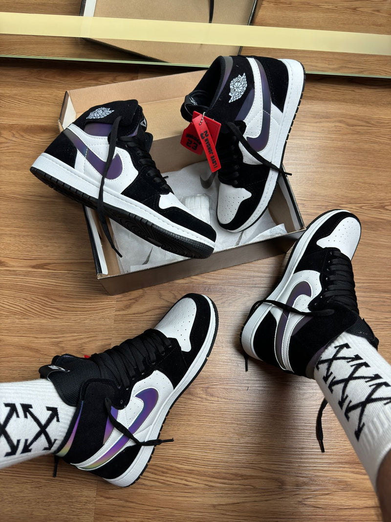 Jordan 1 High Preto/roxo Holográfico - Lançamento