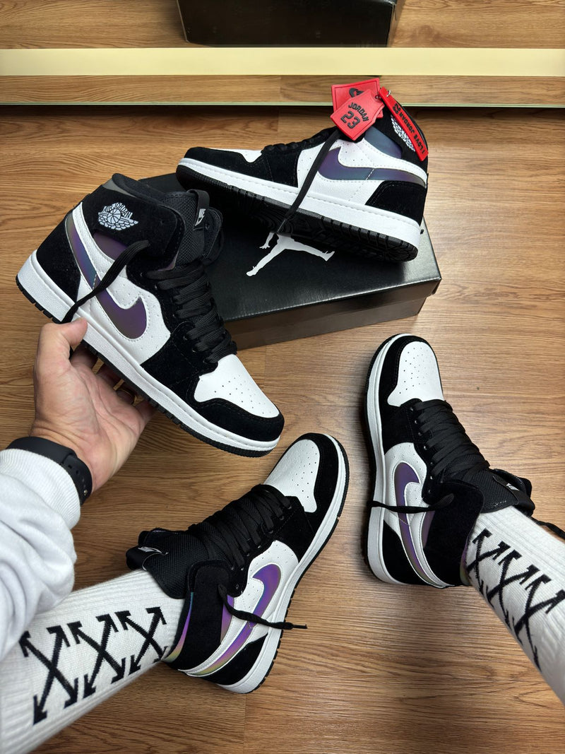 Jordan 1 High Preto/roxo Holográfico - Lançamento