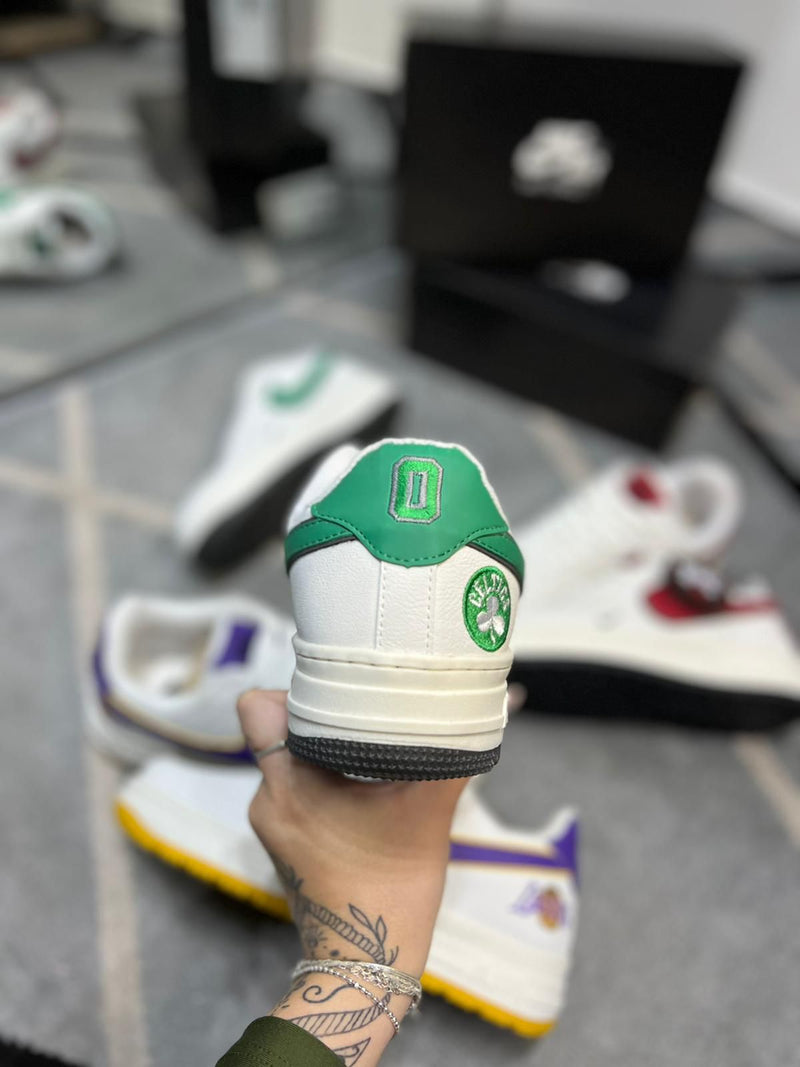 AF1 NBA Branco/verde + Saquinho personalizado + 2 Pares de cadarços - Lançamento