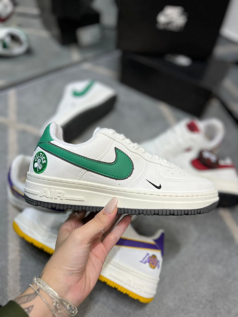 AF1 NBA Branco/verde + Saquinho personalizado + 2 Pares de cadarços - Lançamento