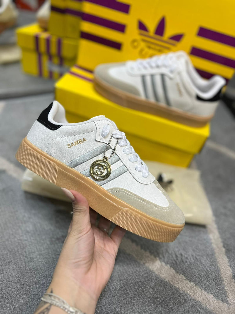Samba Collab Gucci Retrô Branco/prata/preto - Lançamento