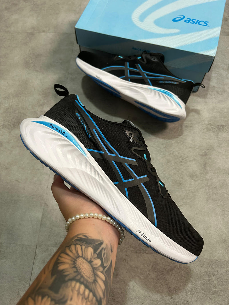 Asics Cumulus 25 Preto/azul - Lançamento - Full Confort