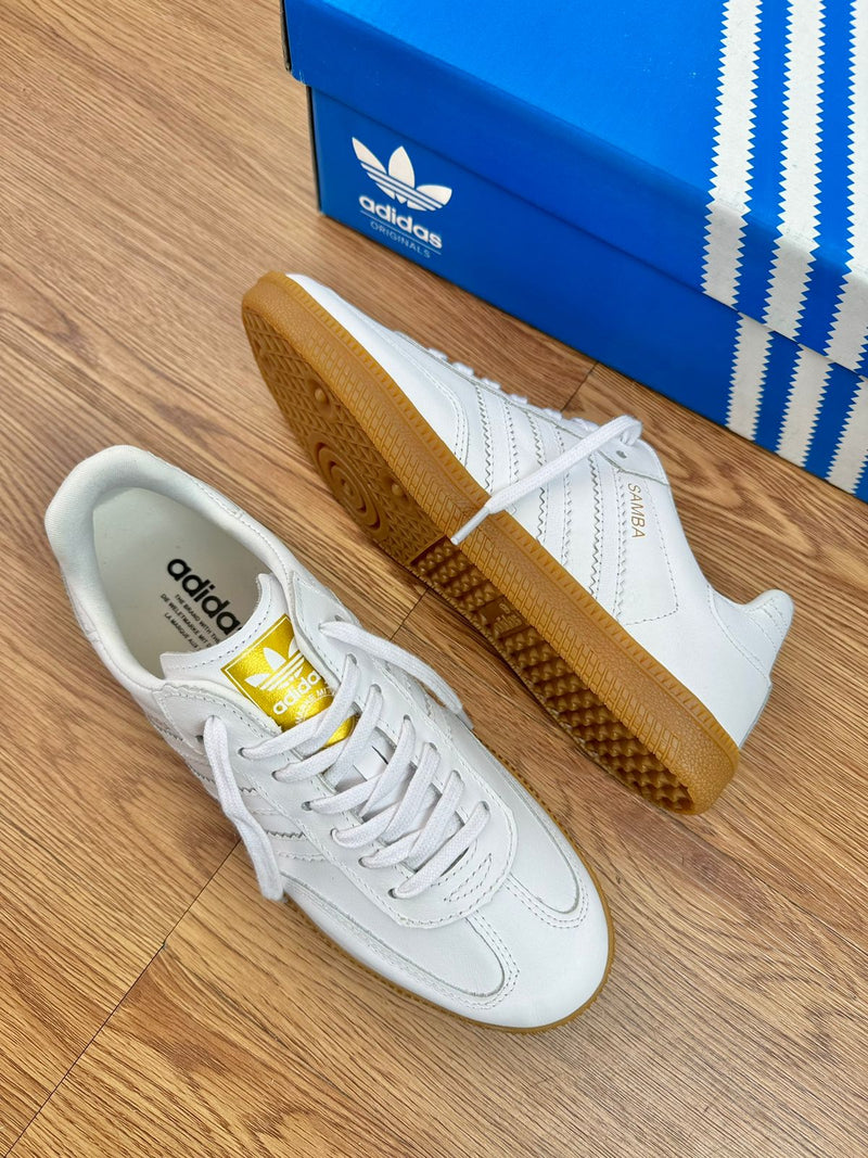 Adidas Samba Branco/dourado - Lançamento