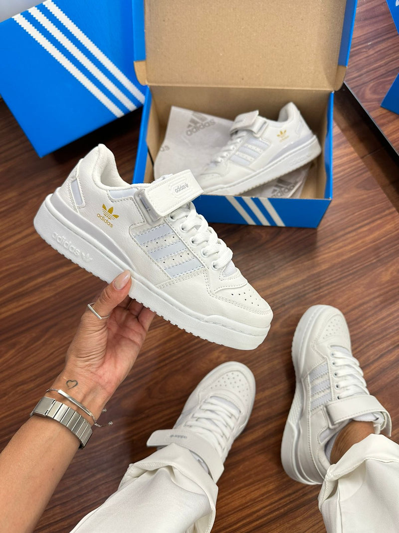 Adidas Forum Low Velcro Branco/dourado - Lançamento