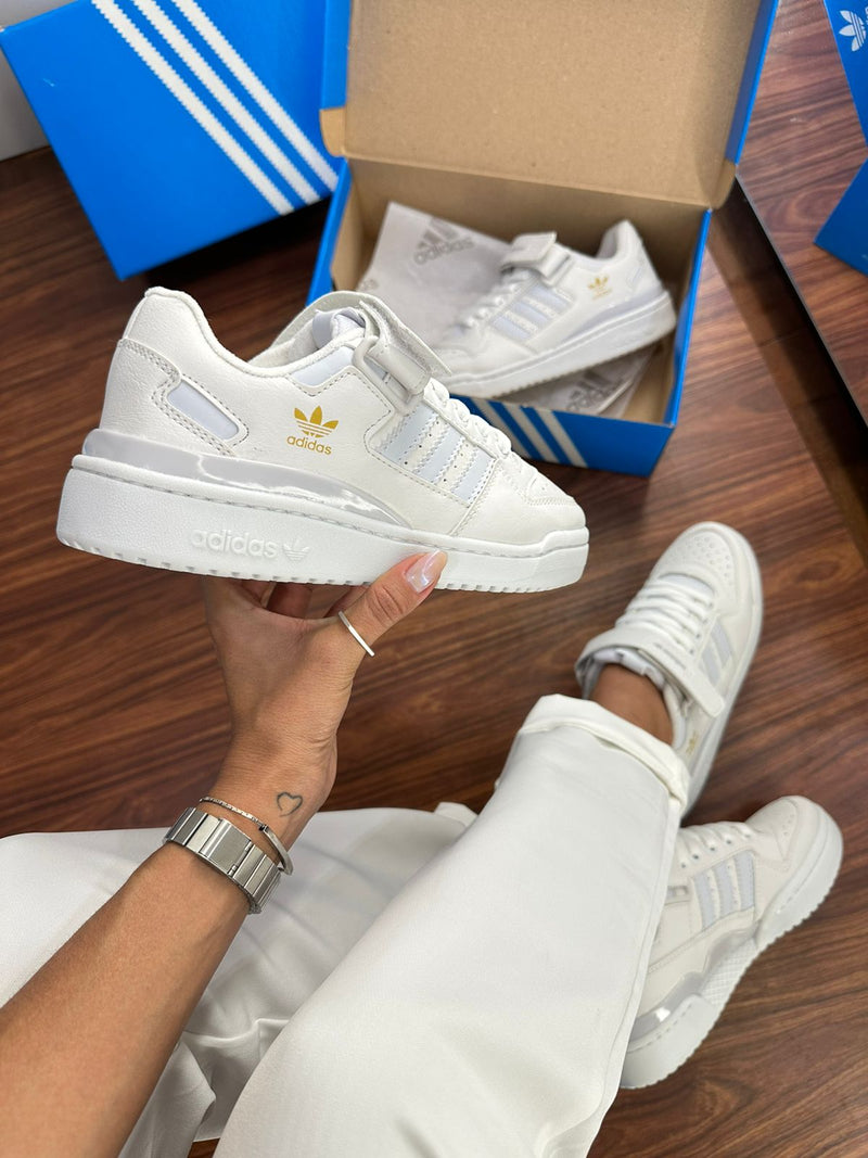 Adidas Forum Low Velcro Branco/dourado - Lançamento