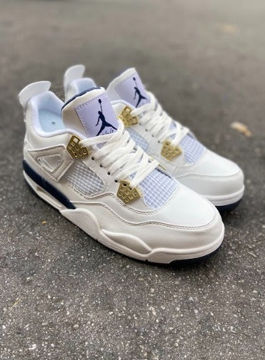 Jordan 4 Branco/dourado/marinho Importado - Lançamento