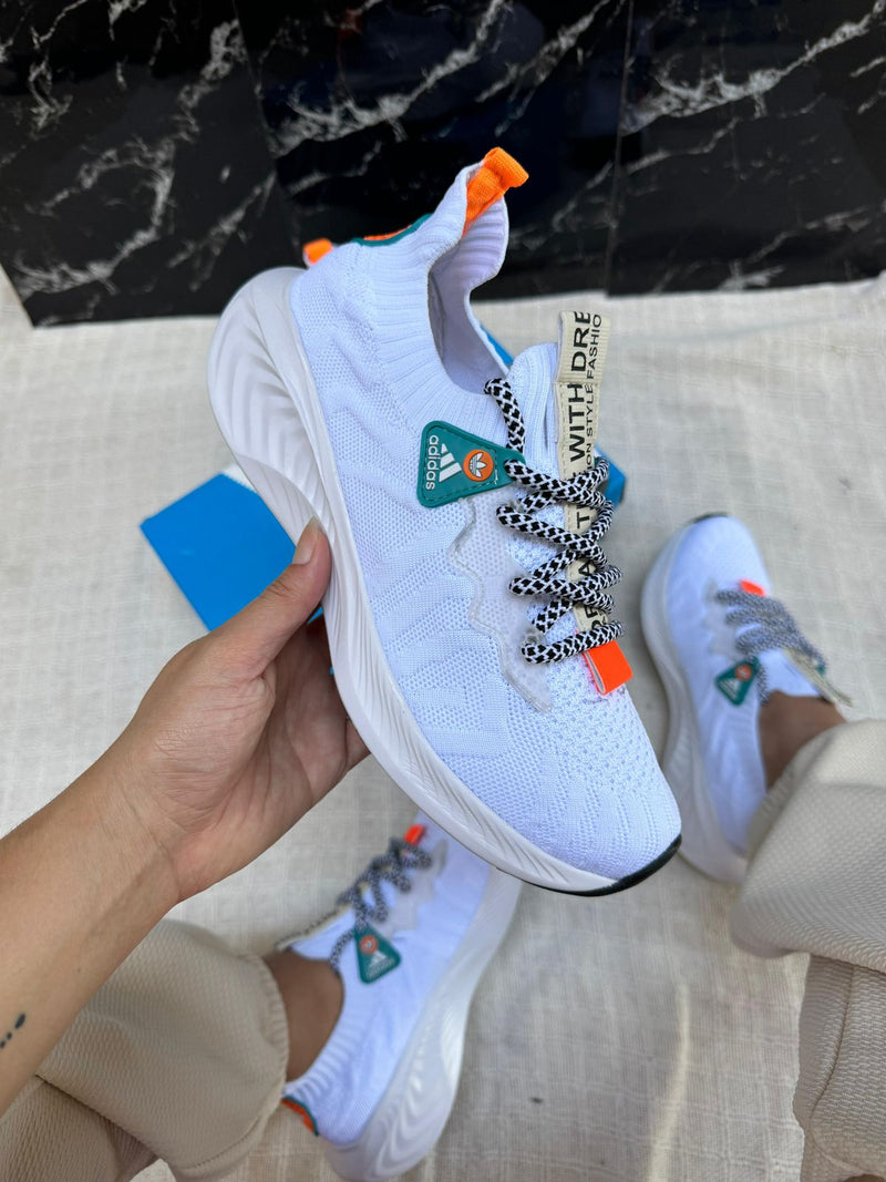 Adidas Sport Branco/laranja - Lançamento [Solado em EVA Super leve e confortável]