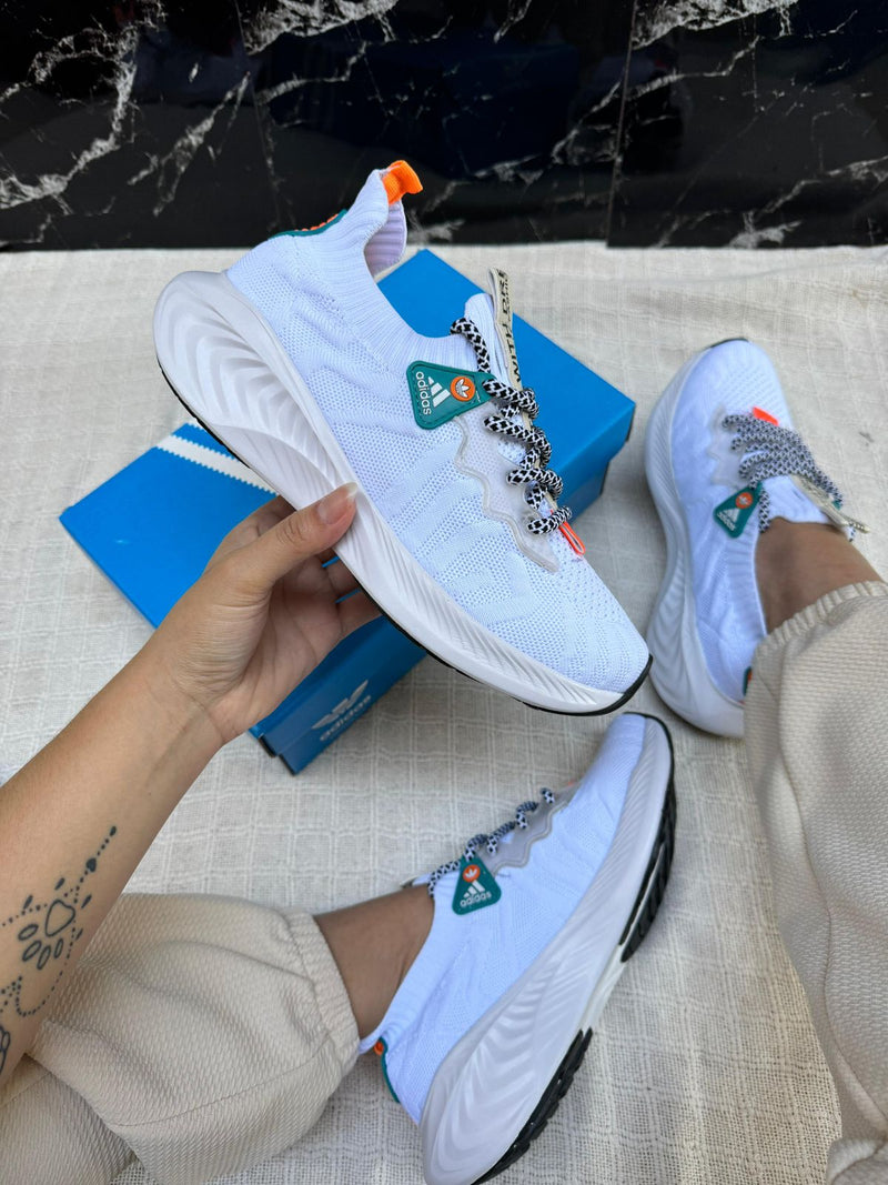 Adidas Sport Branco/laranja - Lançamento [Solado em EVA Super leve e confortável]