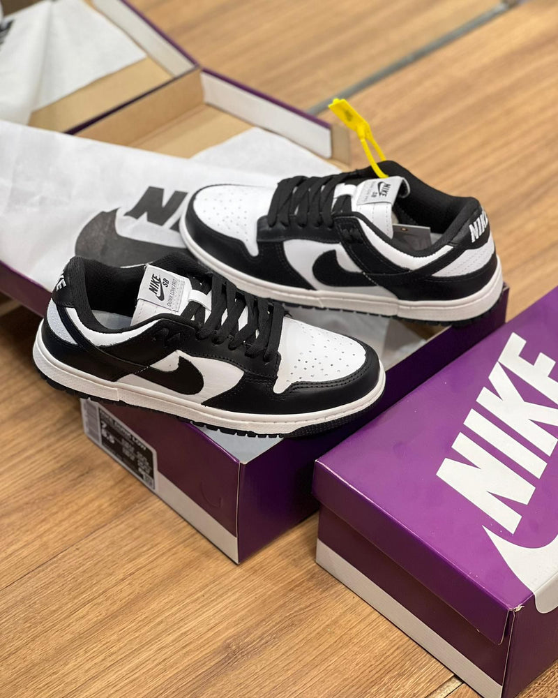 Dunk Low Preto/branco + Saquinho personalizado [Couro legítimo]