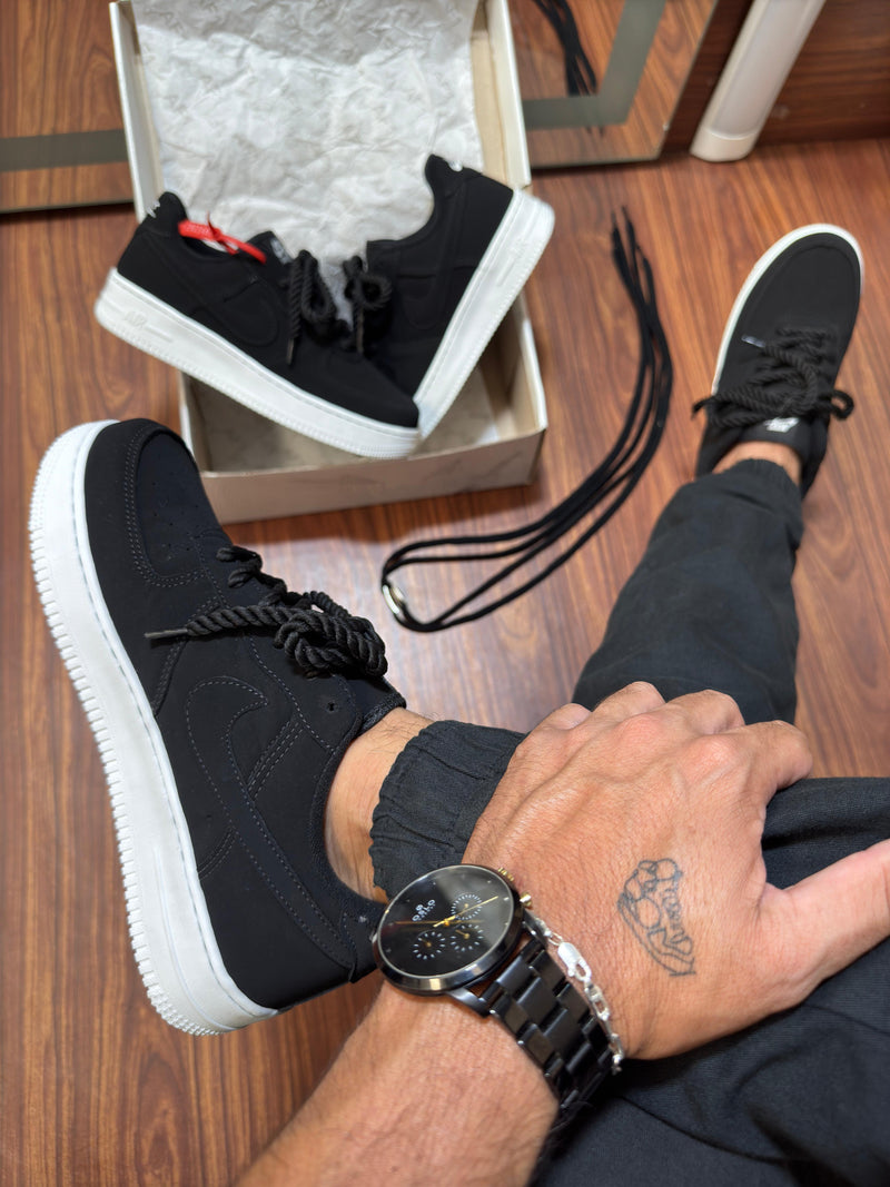 Air Force 1 Cadarço Trançado Preto/Branco - Lançamento